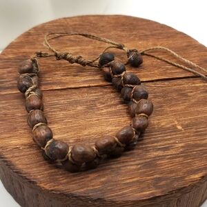 B2539 caveman kukui nut brutalist bracelet